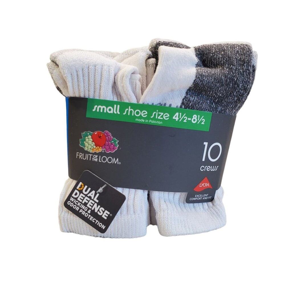 Boys Athletic Socks Fruit of the Loom Socks Crew Socks Moisture Wicking Socks - Picture 8 of 8